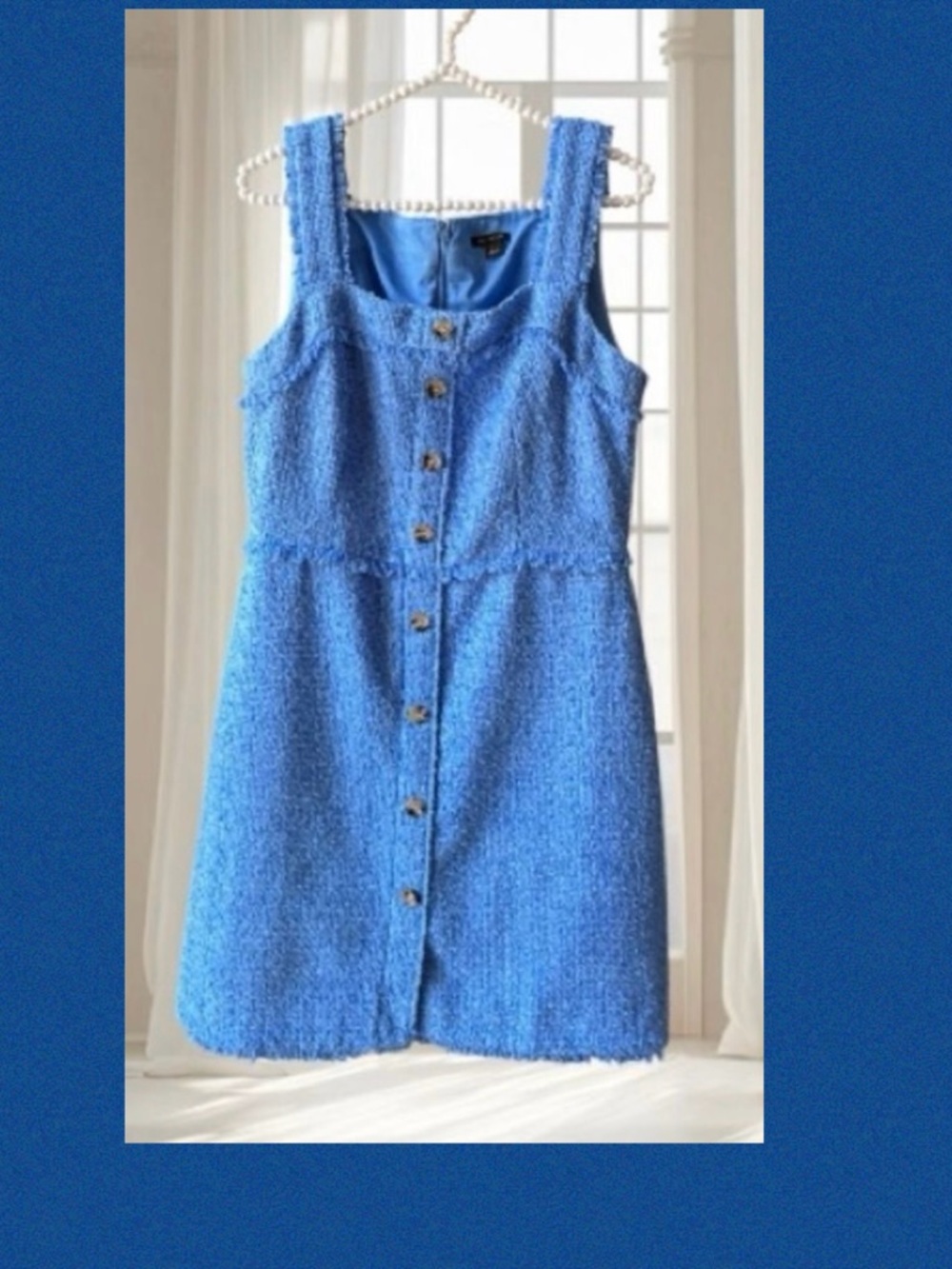 Ann Taylor Blue Textured Midi Dress